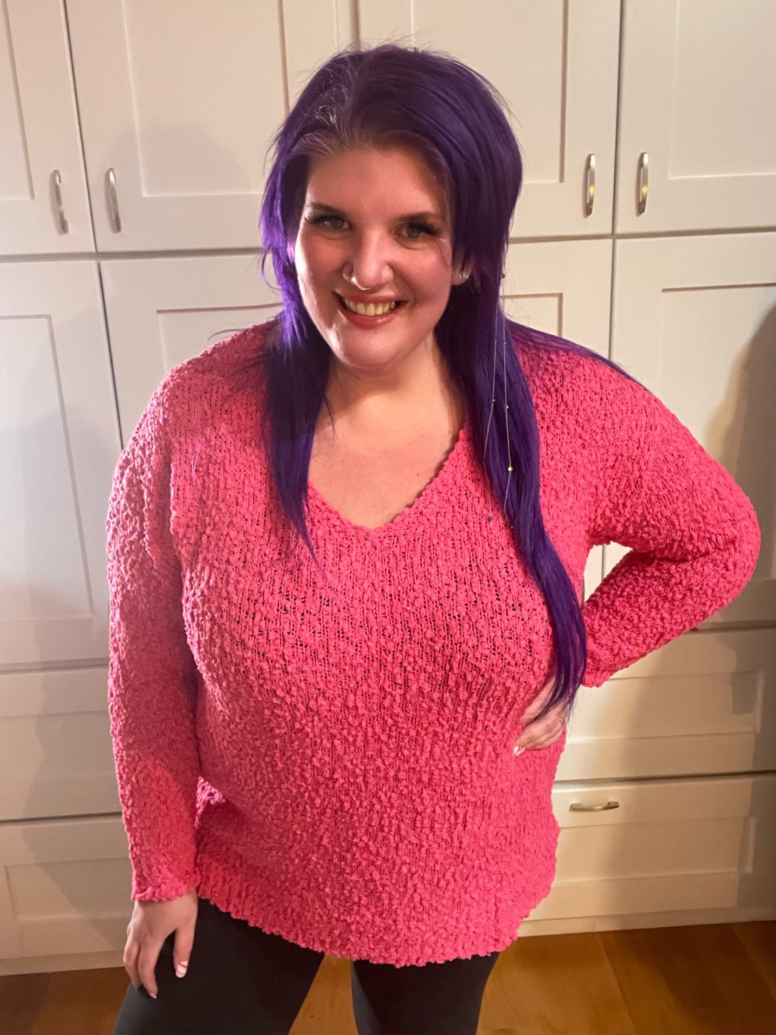 Hot Pink Soft Popcorn Sweater