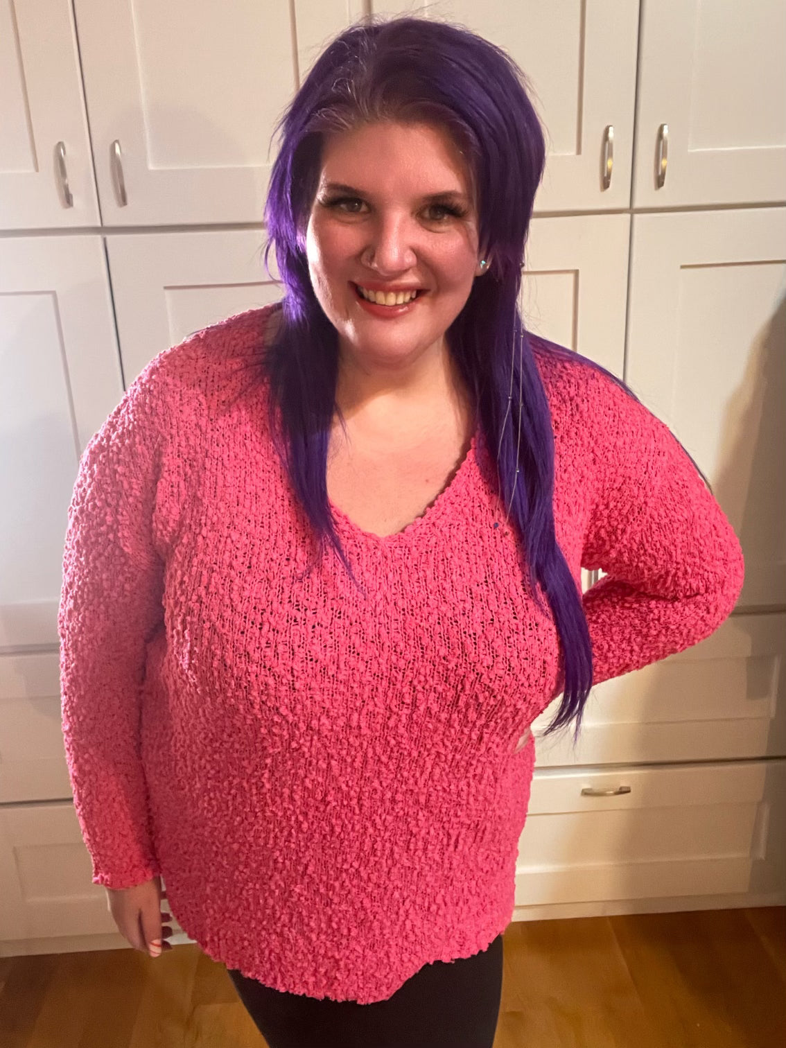 Hot Pink Soft Popcorn Sweater