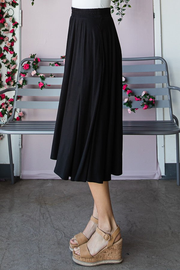 Black Maxi Skirt with Pocket and Waist Band