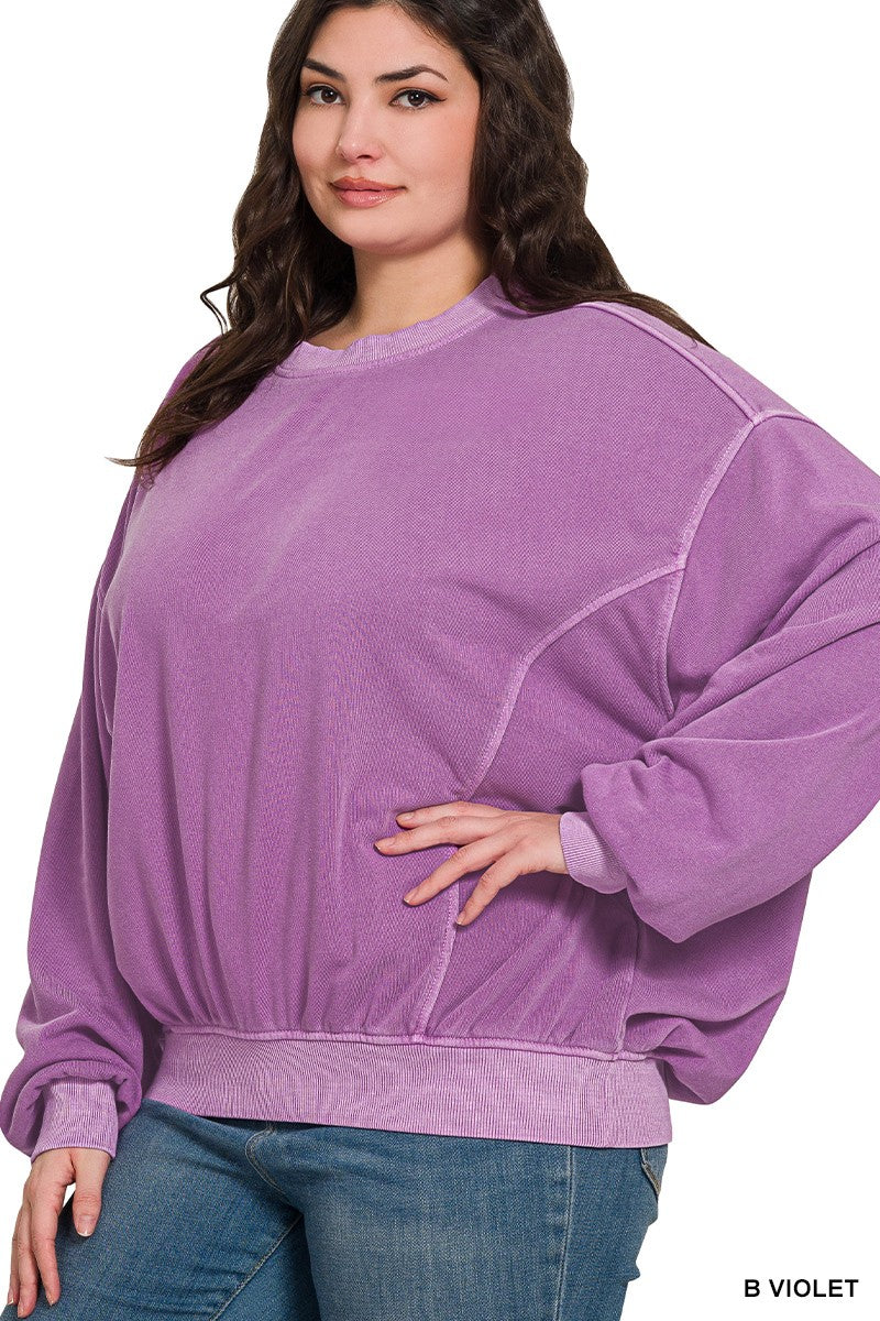 Violet Soft Fleece Pigment Dye Pullover