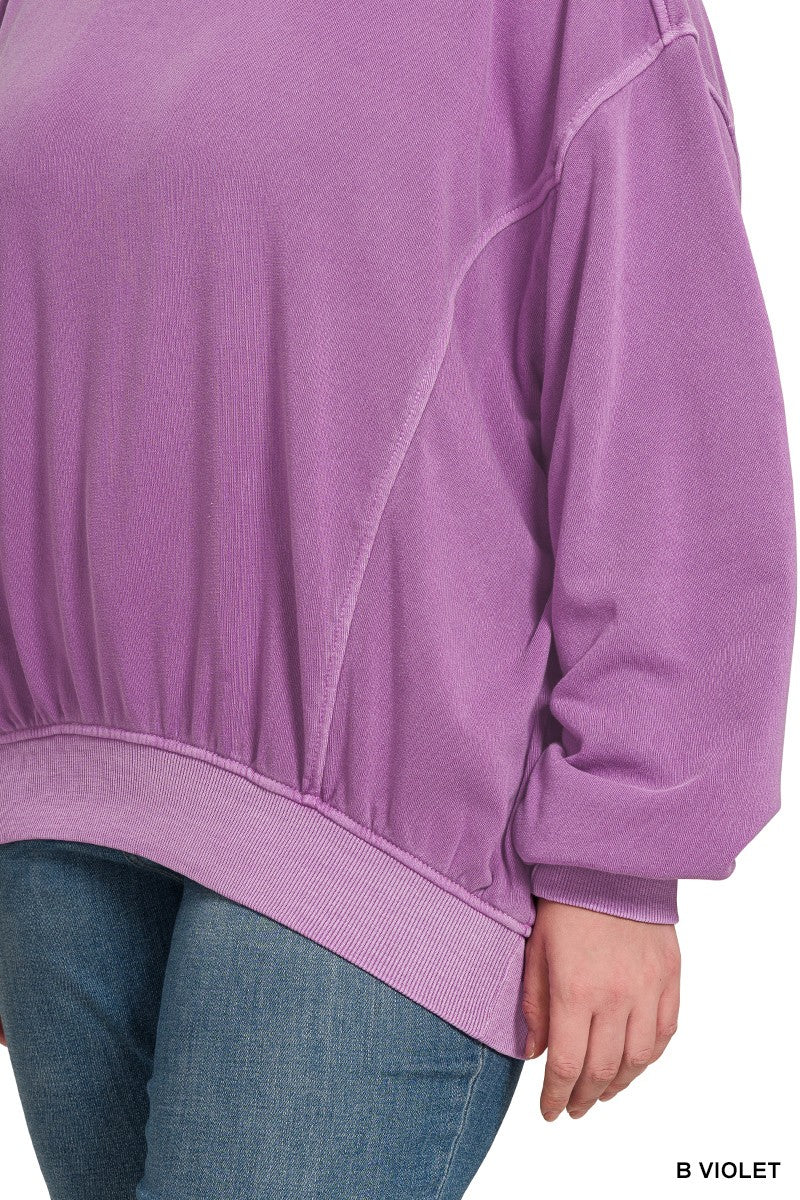 Violet Soft Fleece Pigment Dye Pullover