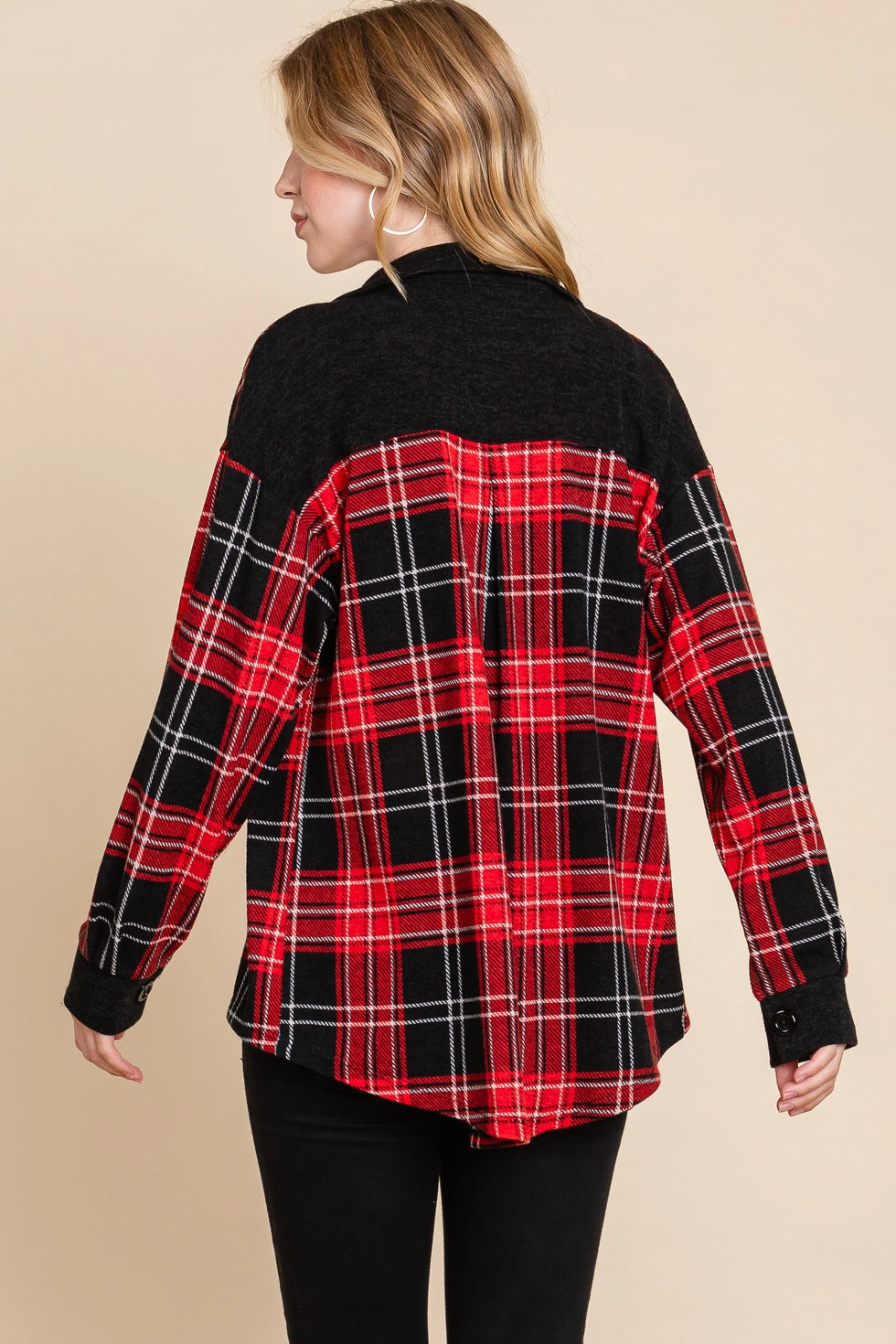 Red/Black Plaid Checkered Shacket