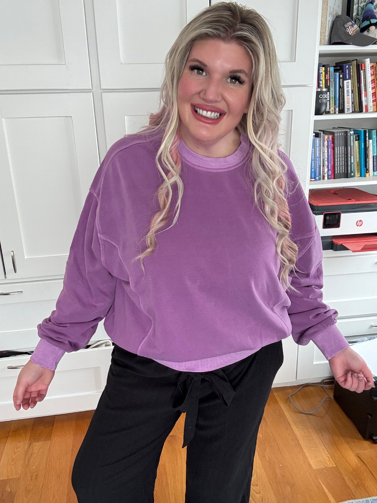 Violet Soft Fleece Pigment Dye Pullover
