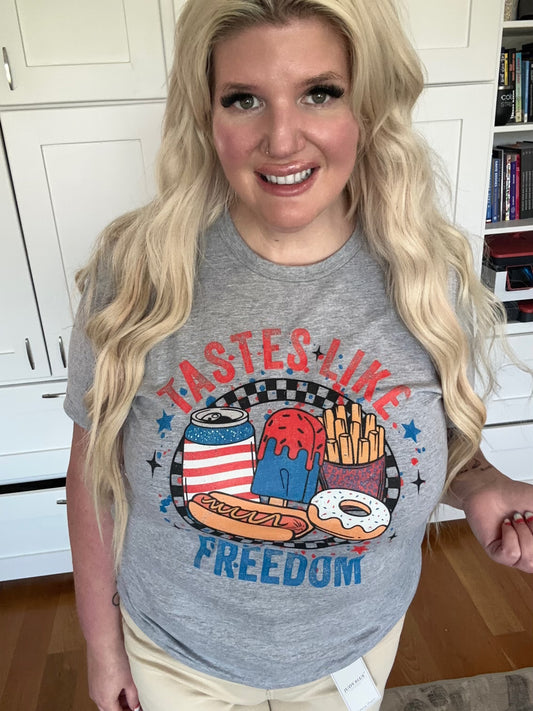 Tastes Like Freedom Gray Short Sleeve Tee