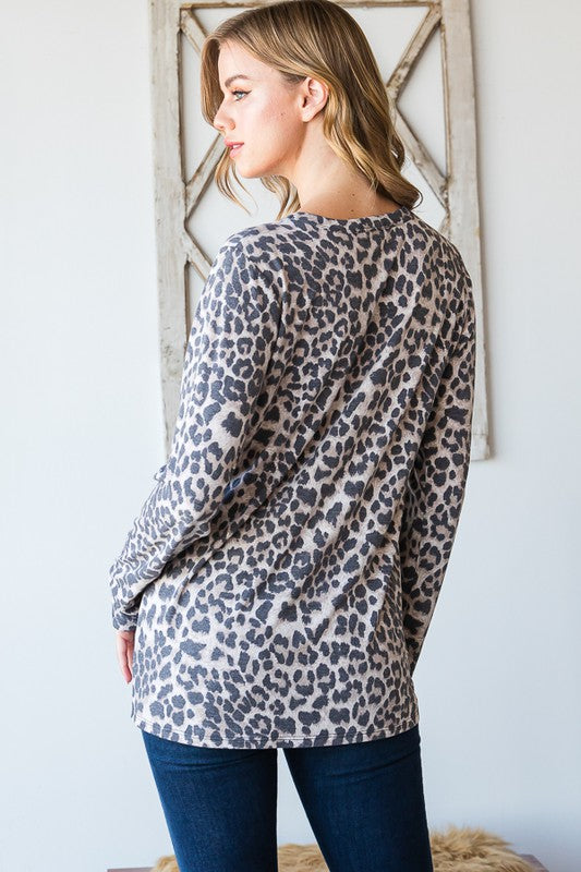 Leopard Heart Long Sleeve Top