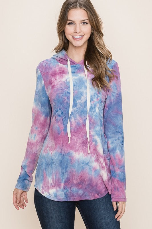 Navy Tiedye Long Sleeve Hoodie