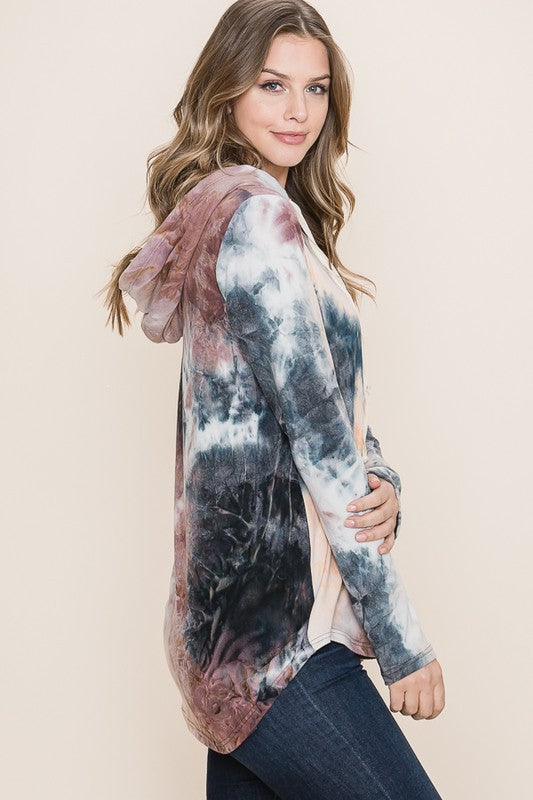 Wine Tiedye Long Sleeve Hoodie