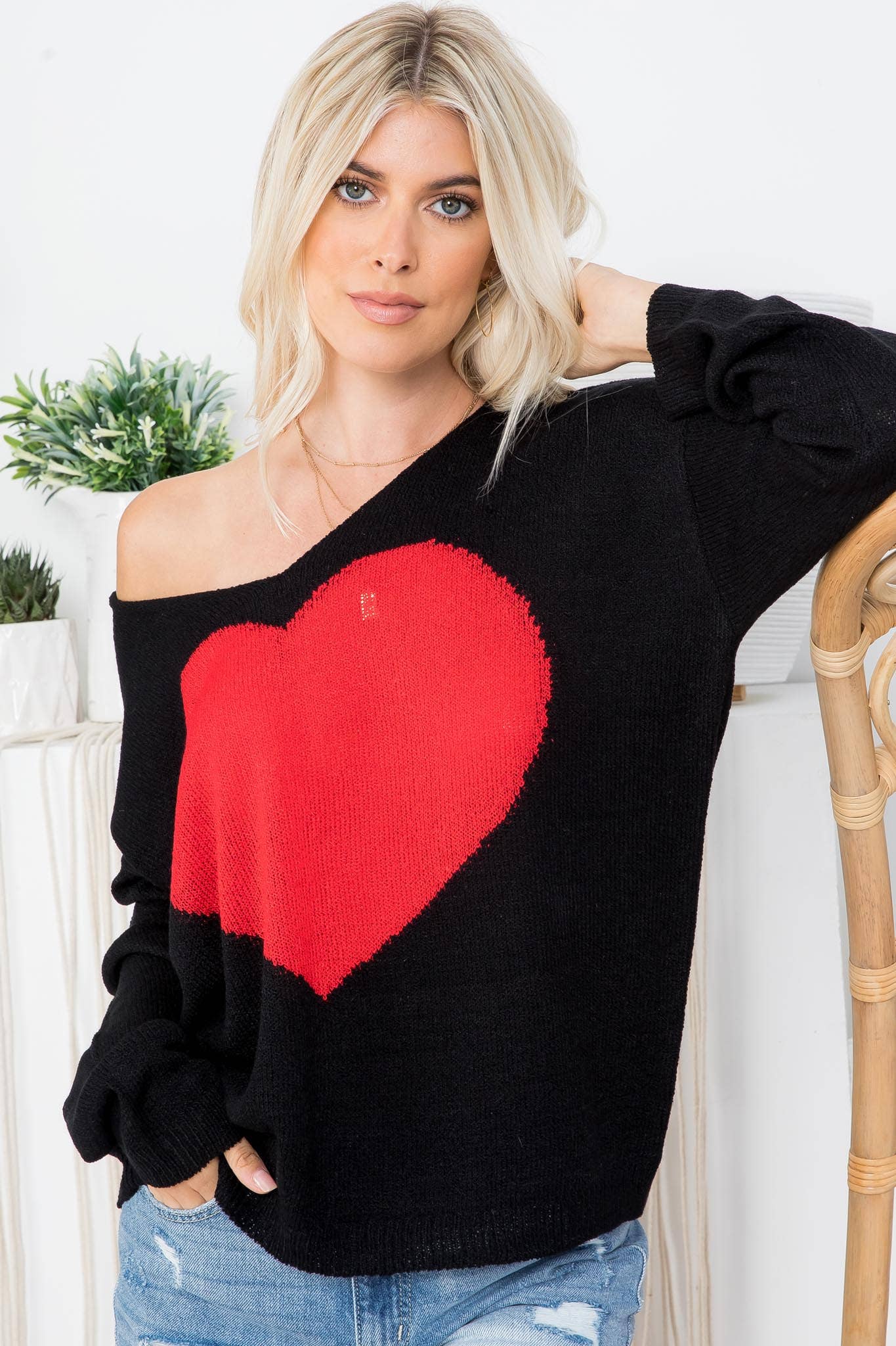 Heart Sweater Black and Red