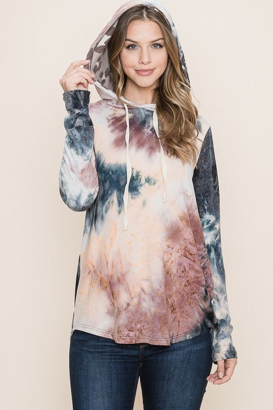 Wine Tiedye Long Sleeve Hoodie