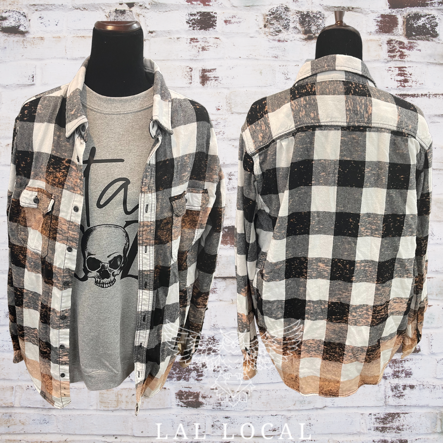 Black & White Bleached Buffalo Plaid Flannel