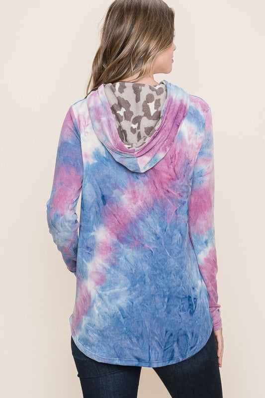 Navy Tiedye Long Sleeve Hoodie